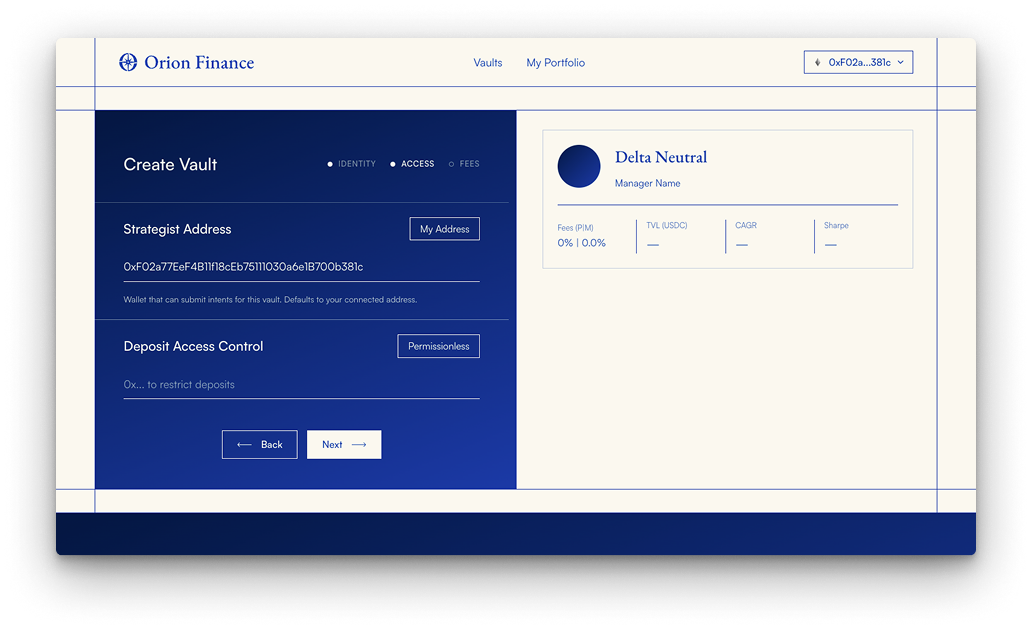 Create Vault - Access step