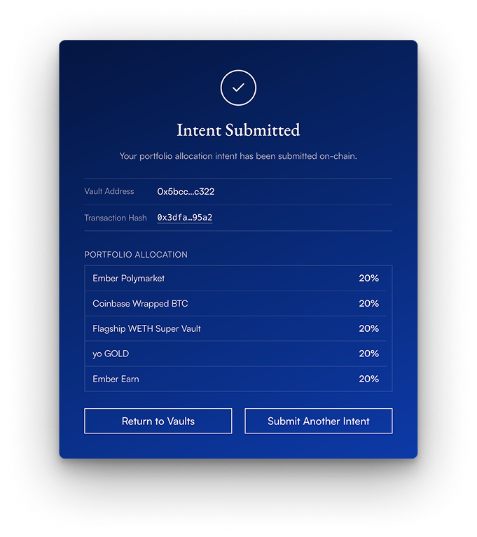 Intent submitted confirmation